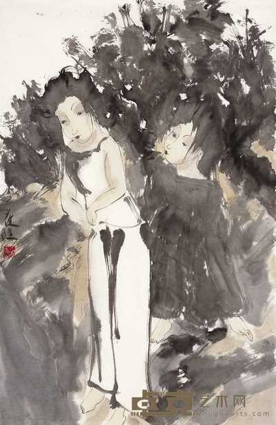 崔进 人物 镜心 69.5×45.5cm